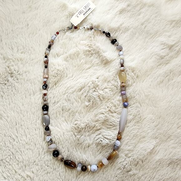 NWT Peyote Bird Free Spirit Multi-Color Crystal Beaded Genuine Gemstone Necklace